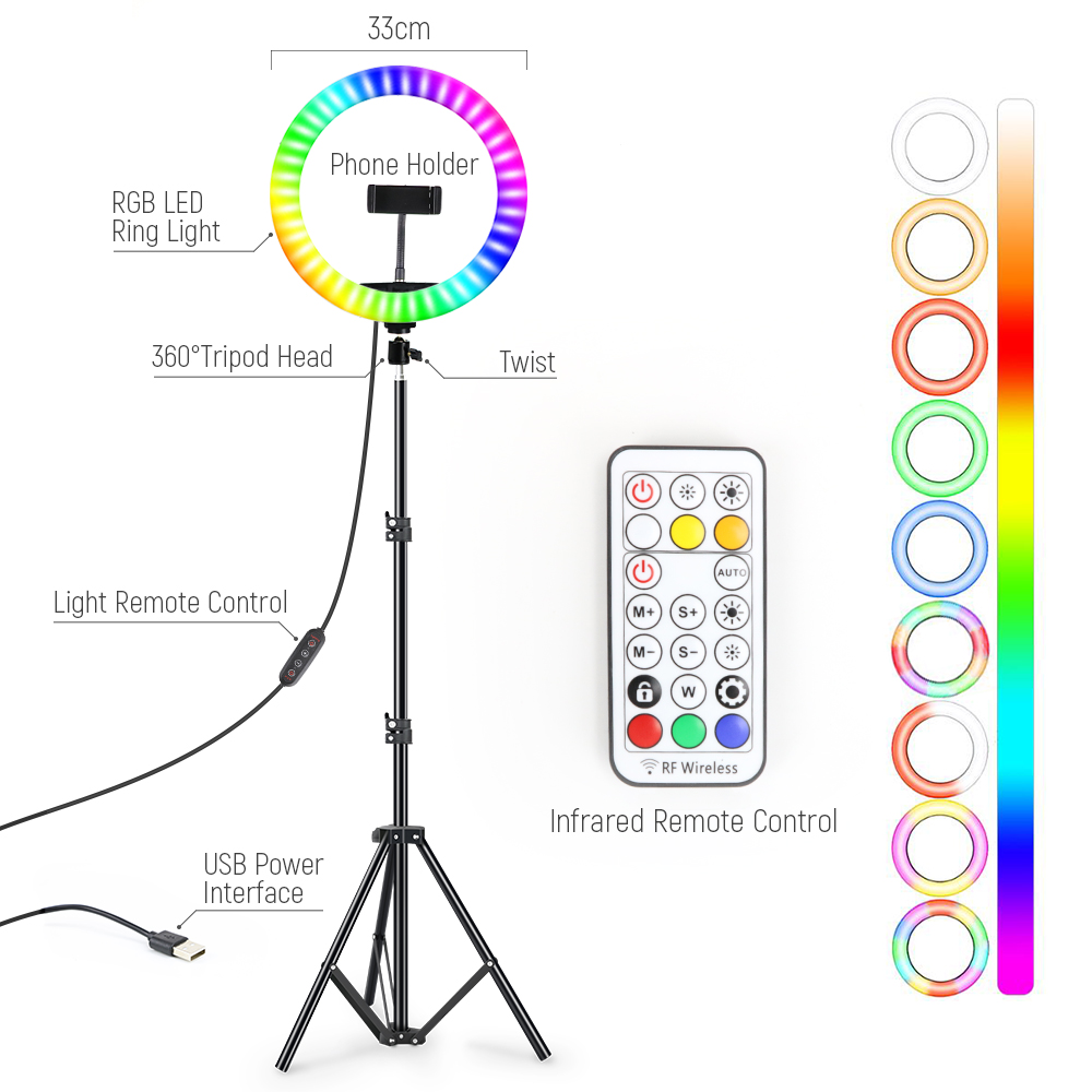 Photography Lighting Overhead - 13inch RGB Led Selfie Ring Light